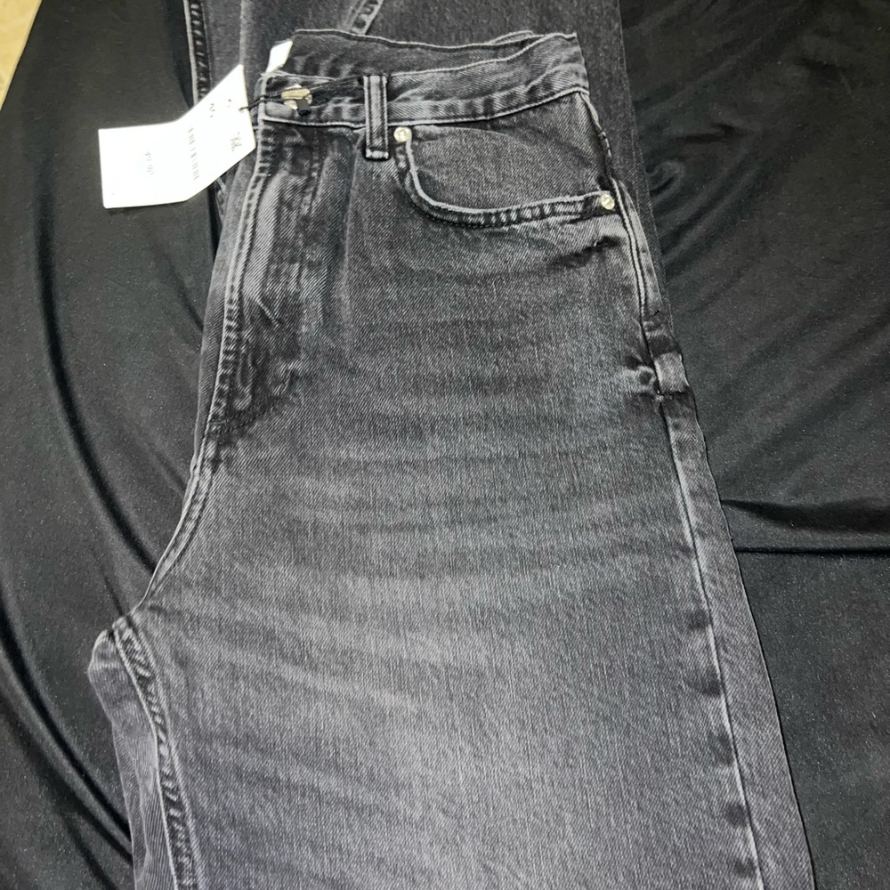 Zara Split Wide Leg TRF Black Jeans | Straight Loose, High Rise, Full Length - Picture 6 of 7